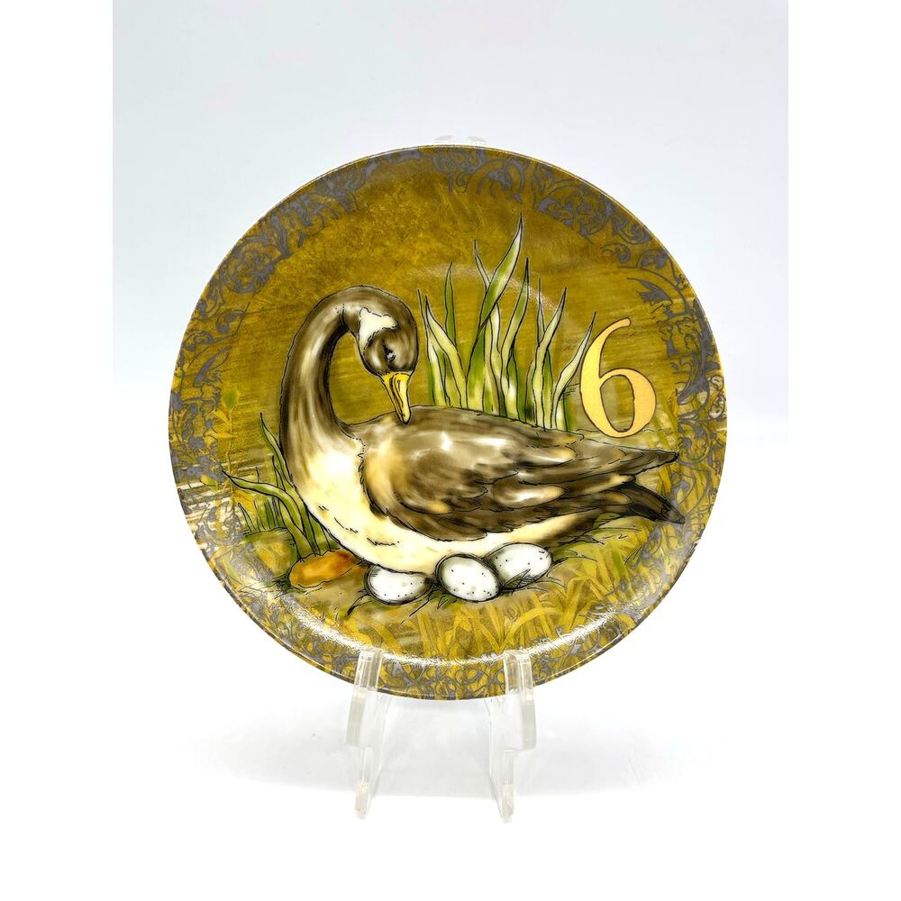Pottery Barn 12 Days of Christmas Holiday Plate Day 6 Geese 7.25"